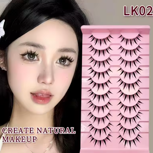 10 Pairs Natural Eyelashes Manga Full Strip Eyelashes Makeup Bulk Wholesale Dropshipping Eyelash Extensions Anime False Eyelashes