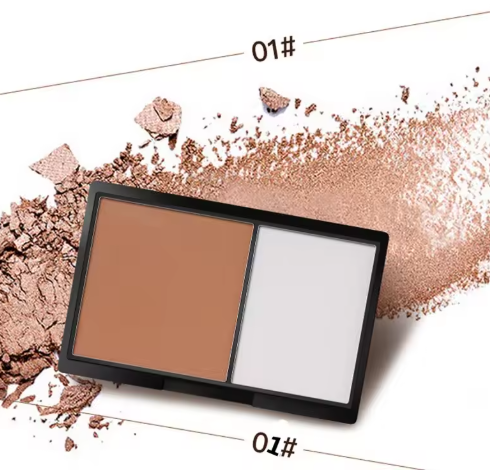 Highlighter, 2-Color Contour Bronzer Shading Powder, Brighten Shading Powder, 3D Facial Makeup with Mirror