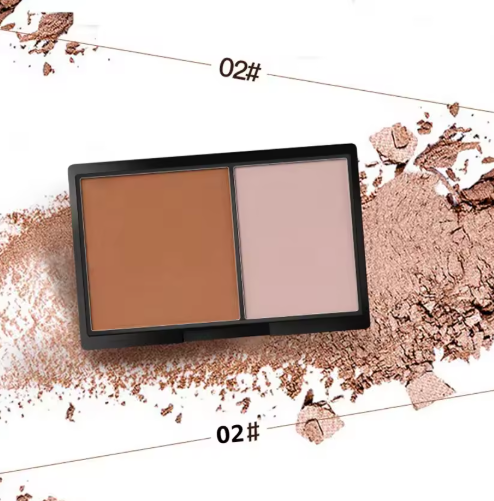 Highlighter, 2-Color Contour Bronzer Shading Powder, Brighten Shading Powder, 3D Facial Makeup with Mirror