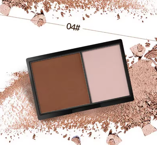 Highlighter, 2-Color Contour Bronzer Shading Powder, Brighten Shading Powder, 3D Facial Makeup with Mirror