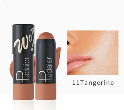 Full Coverage Lightweight Foundation Stick Contouring Face Makeup Long-Lasting Nude Foundation Base Blemish Concealer Bronzer Cosmetics with Brush