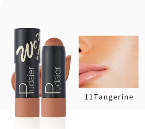 Full Coverage Lightweight Foundation Stick Contouring Face Makeup Long-Lasting Nude Foundation Base Blemish Concealer Bronzer Cosmetics with Brush