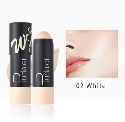 Full Coverage Lightweight Foundation Stick Contouring Face Makeup Long-Lasting Nude Foundation Base Blemish Concealer Bronzer Cosmetics with Brush