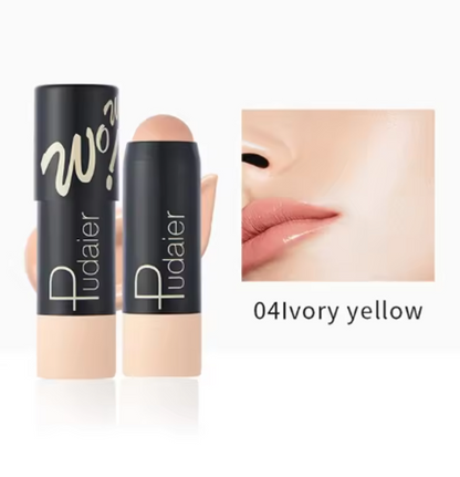 Full Coverage Lightweight Foundation Stick Contouring Face Makeup Long-Lasting Nude Foundation Base Blemish Concealer Bronzer Cosmetics with Brush