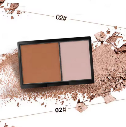 Highlighter, 2-Color Contour Bronzer Shading Powder, Brighten Shading Powder, 3D Facial Makeup with Mirror