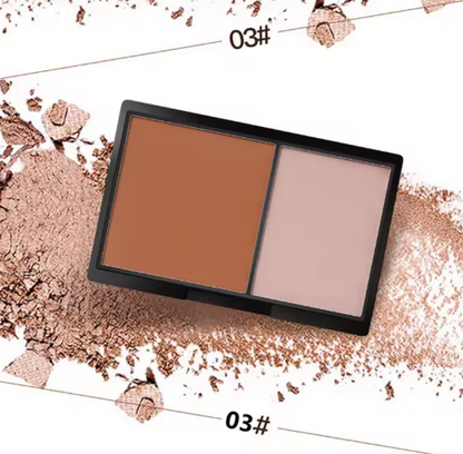Highlighter, 2-Color Contour Bronzer Shading Powder, Brighten Shading Powder, 3D Facial Makeup with Mirror
