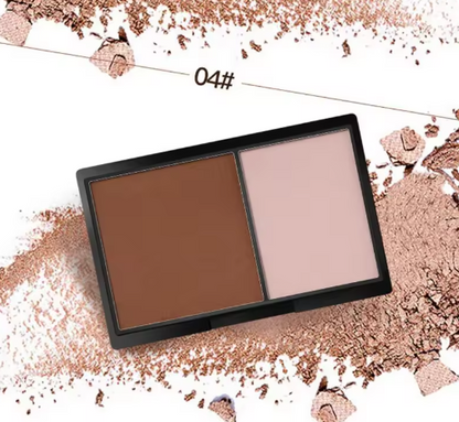 Highlighter, 2-Color Contour Bronzer Shading Powder, Brighten Shading Powder, 3D Facial Makeup with Mirror