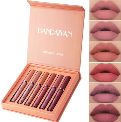 Non-Stick Cup Liquid Lipstick, Set of 6, Long-Lasting Lip Gloss Gift Box – Matte Finish Lip Gloss, Fade-Resistant
